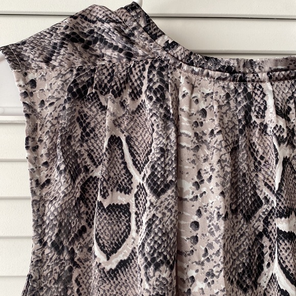 Multi Beige Python Snake Print High Low Blouse - Picture 3 of 8